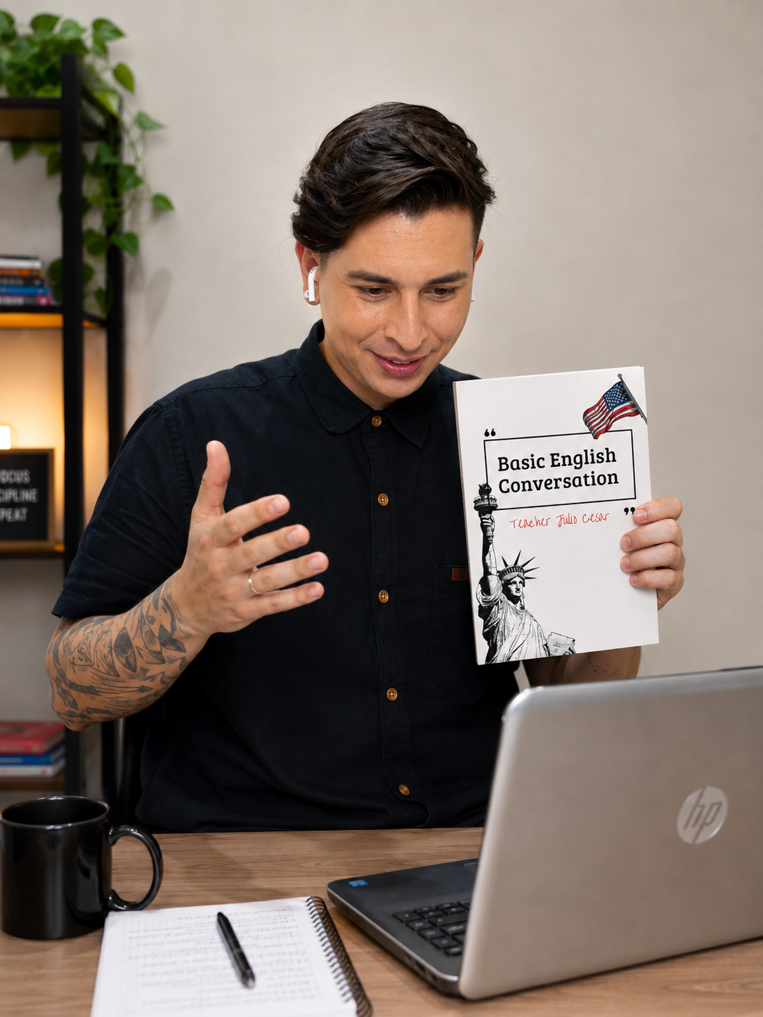 Professor de inglês em aula online premium